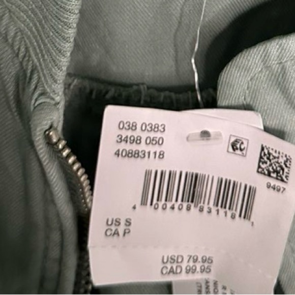 American Eagle-Linen-Blend Cropped Bomber Jacket-Size Small-Moss Grey - Picture 6 of 9